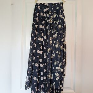 Modern Abayati Set Of Two Black Blue Chiffon Floral Hijabs Modest Scarves Wraps